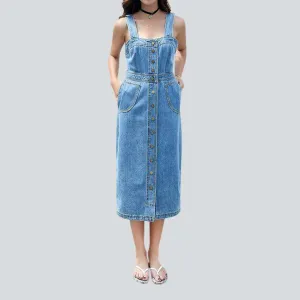 90s light denim tank dress