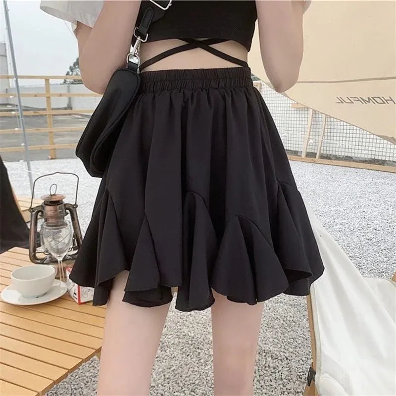 Advbridge Elegant Ruffle Women Mini Skirt Korean Style Lace Fairycore Sweet Shorts Skirt Kawaii Pleated Patchwork Casual Skirts