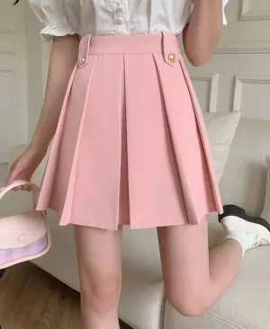 All-Match High Waist Pleated Skirts Woman Korean Style Pink Mini Skirt Female Spring Summer Black Student Short JK Skirts