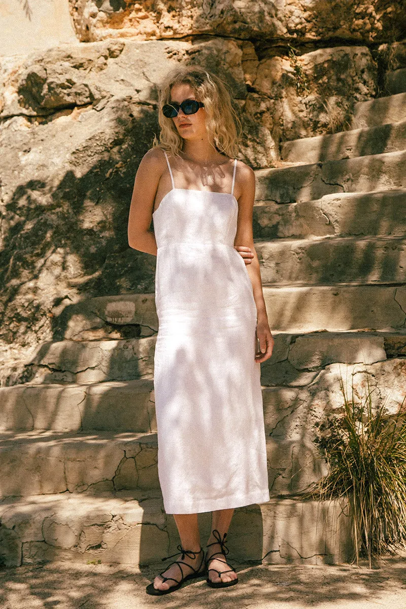 ALLURE Midi Dress - soft white linen