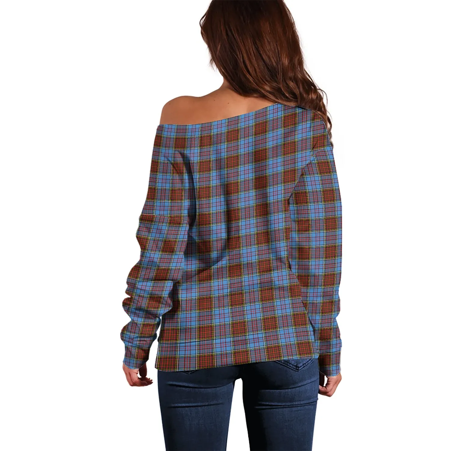 Anderson Modern Tartan Off Shoulder Women Sweater