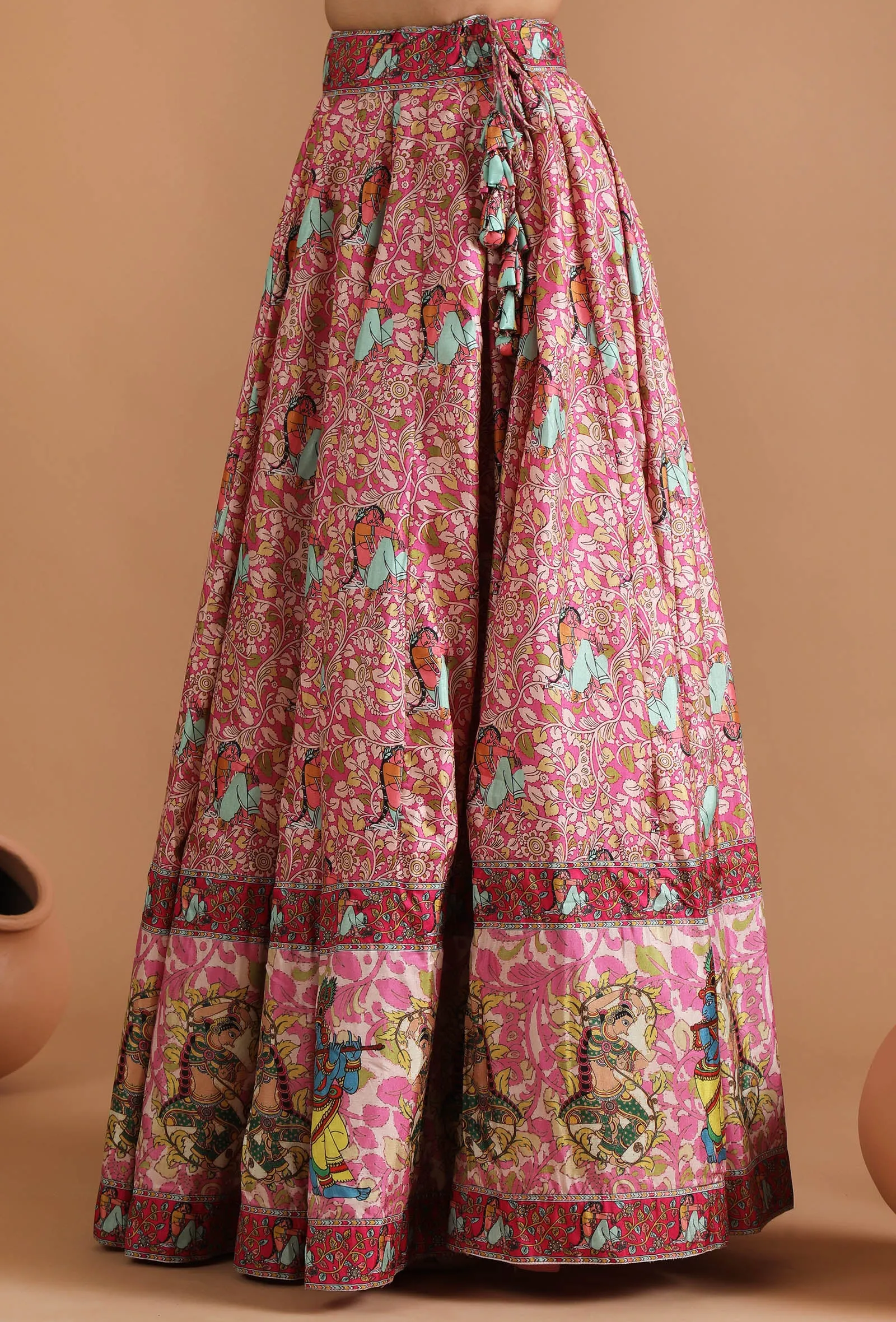 Anika Allover Kalamkari Kalidar Skirt