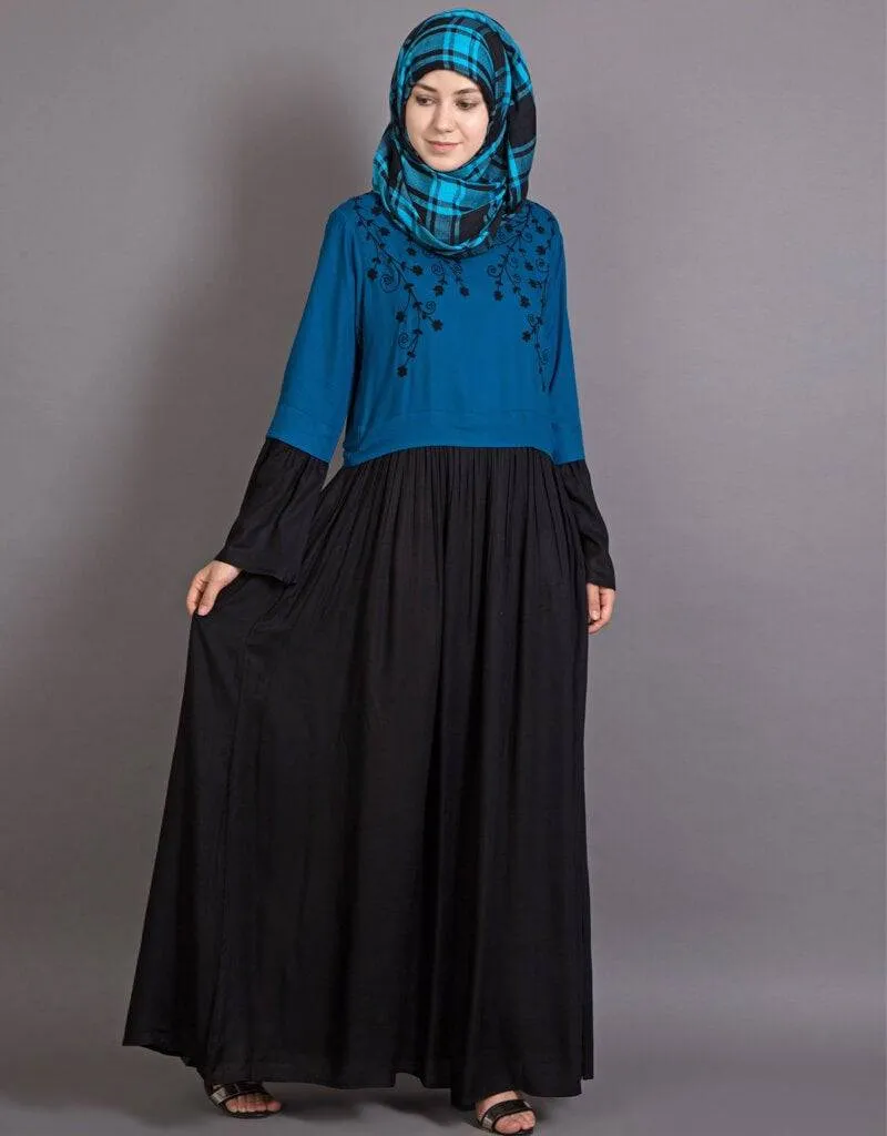 Arabic Embroidered Viscose Party Abaya Black