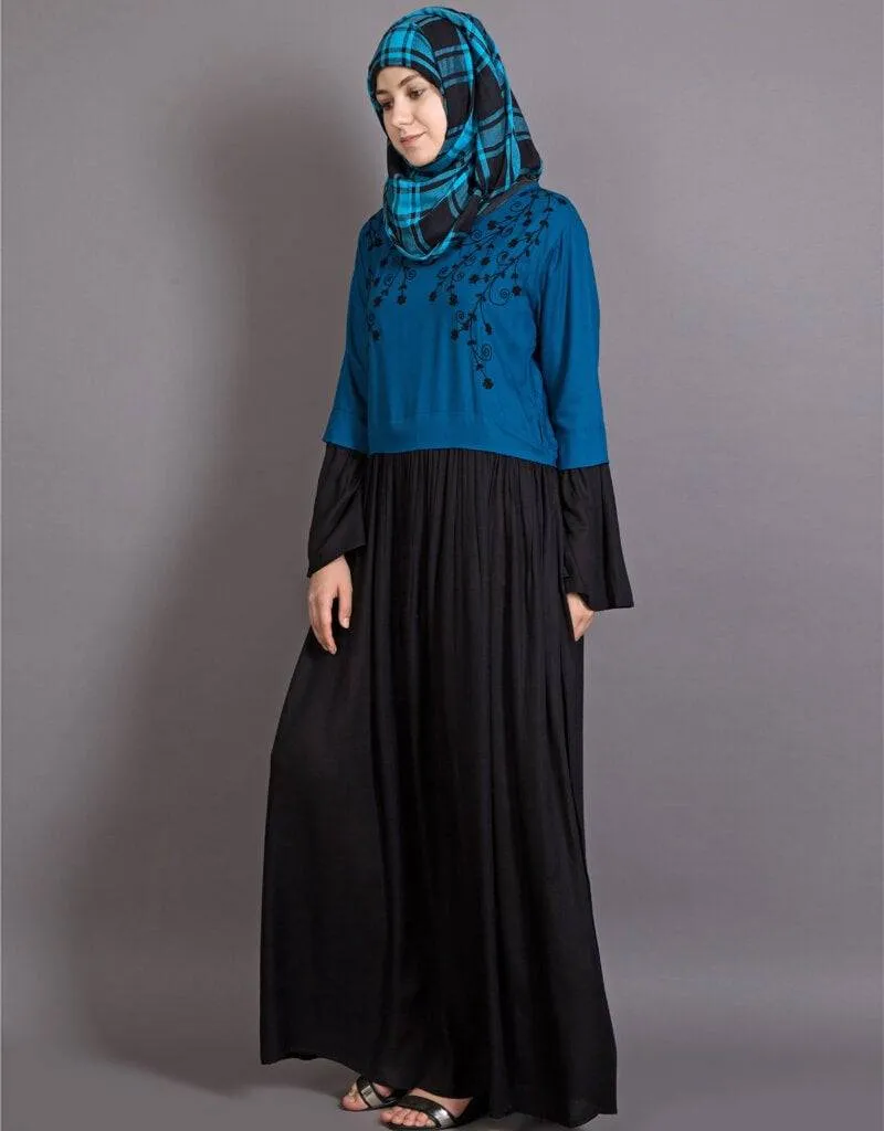 Arabic Embroidered Viscose Party Abaya Black