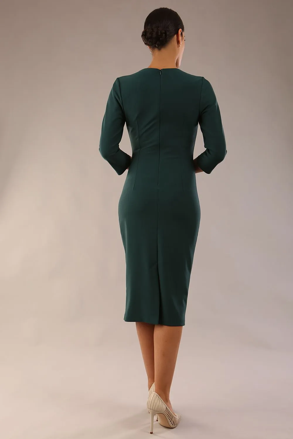 Asymetric 3/4 Sleeves Pencil Dress