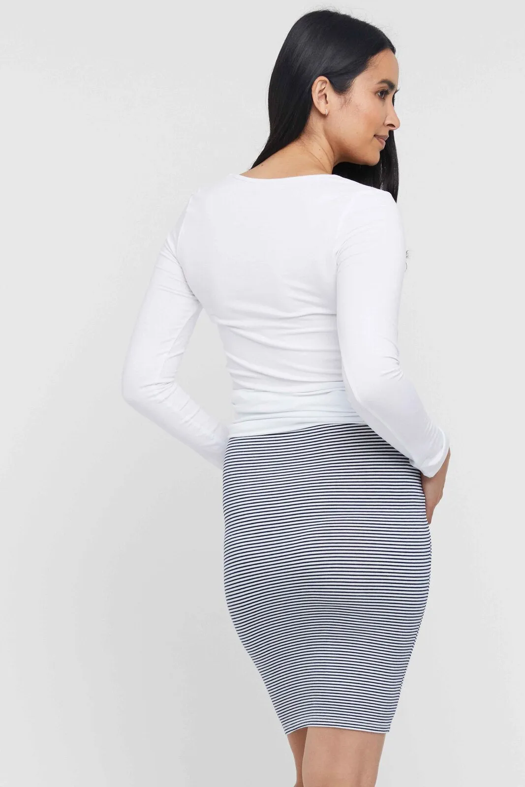 Bamboo Maternity Tube Skirt - Thin Stripe