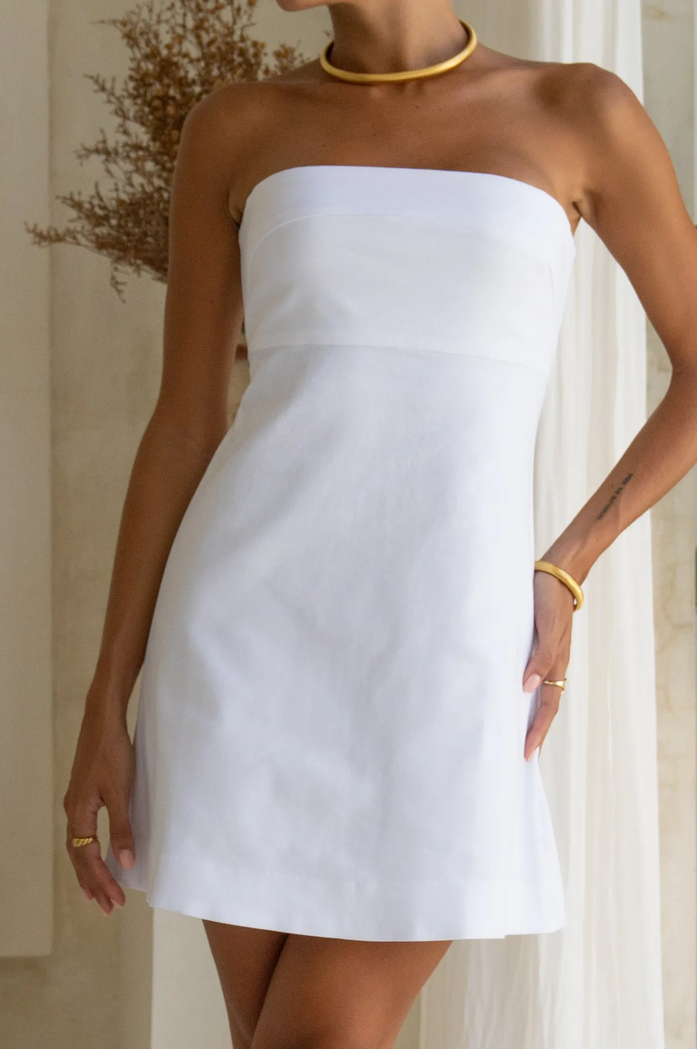 Beck White Strapless Mini Dress