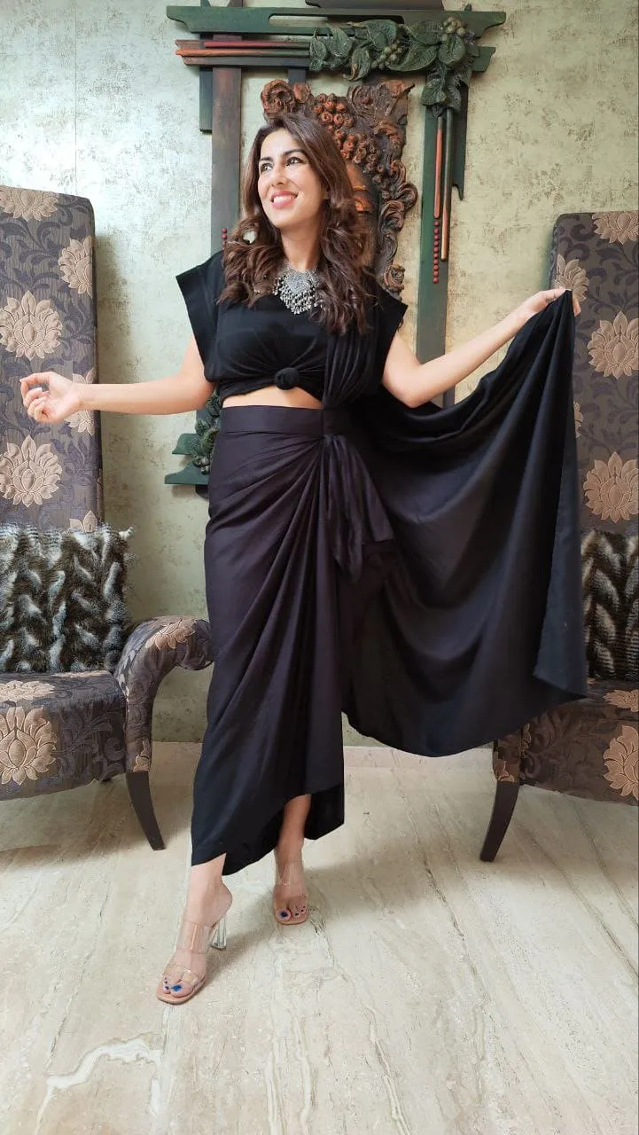 Black Drape Skirt - Top Not Included