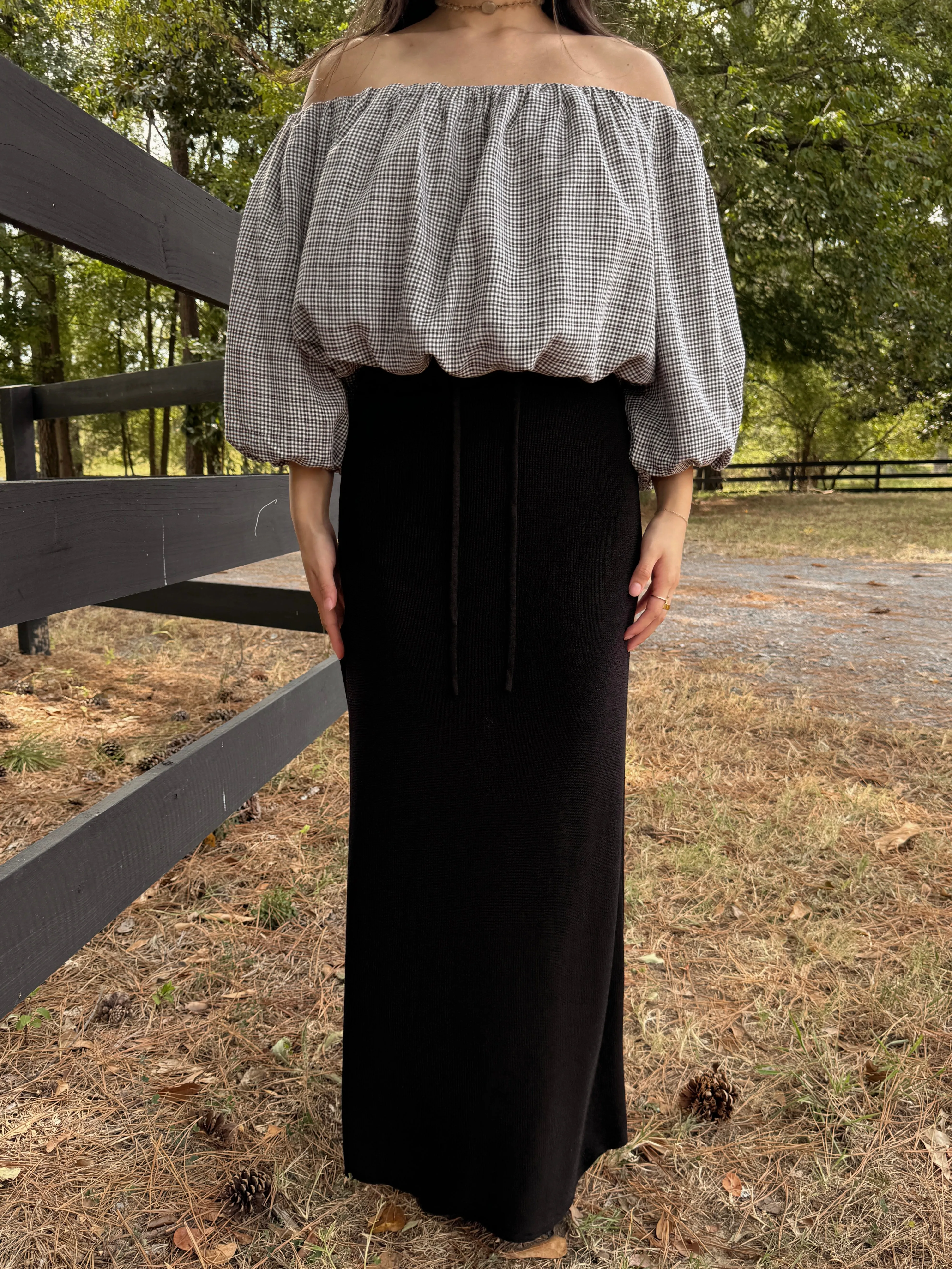 Black Knitted Maxi Skirt