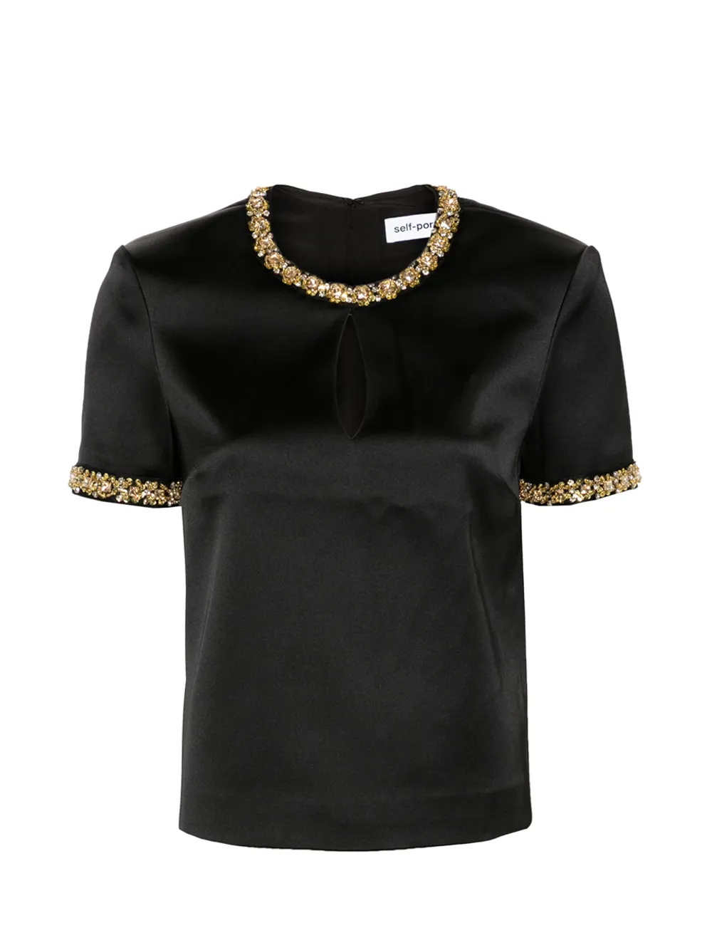 Black Satin Embellished Top