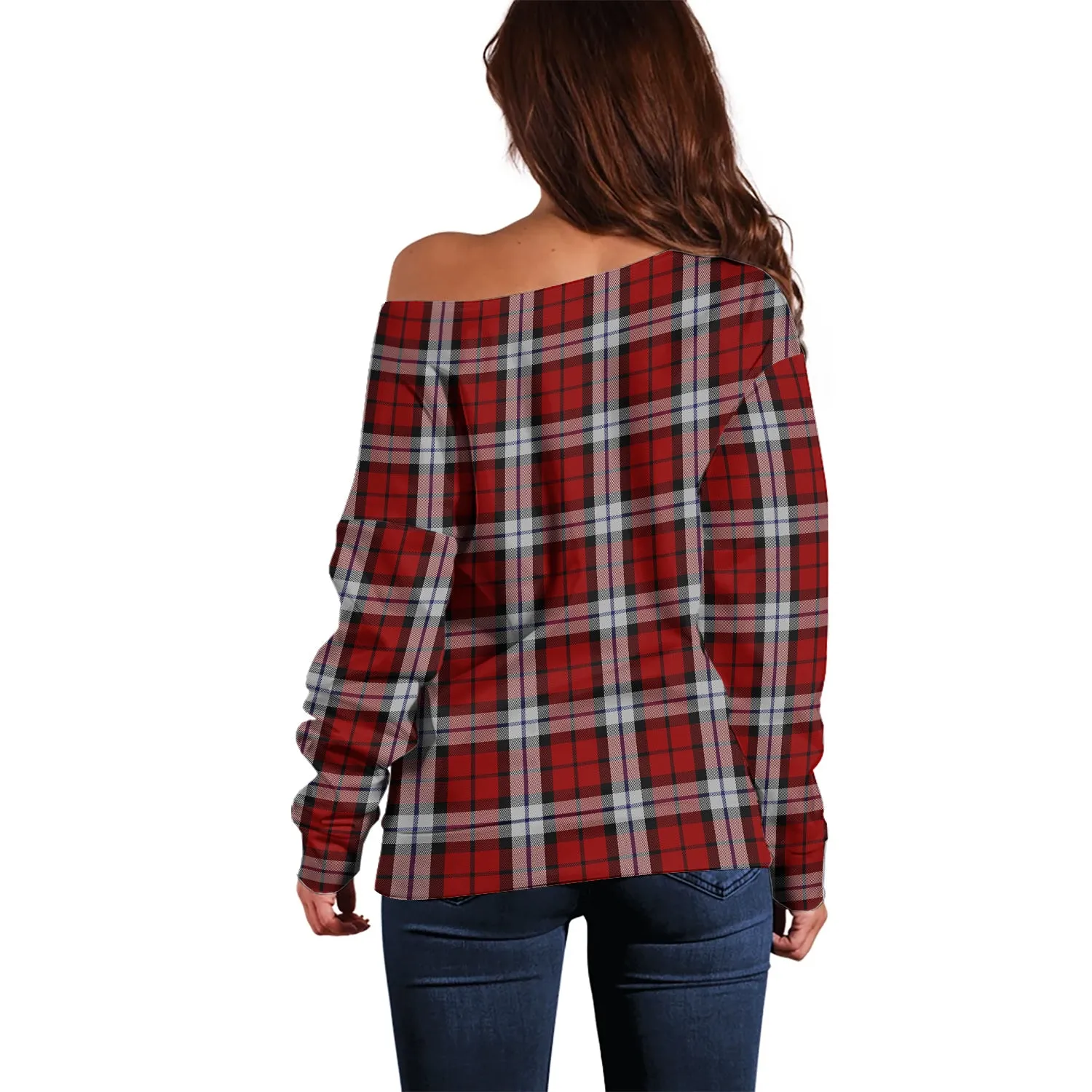 Brodie Dress Tartan Off Shoulder Women Sweater with Family Crest