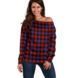 Broun Modern Tartan Off Shoulder Women Sweater