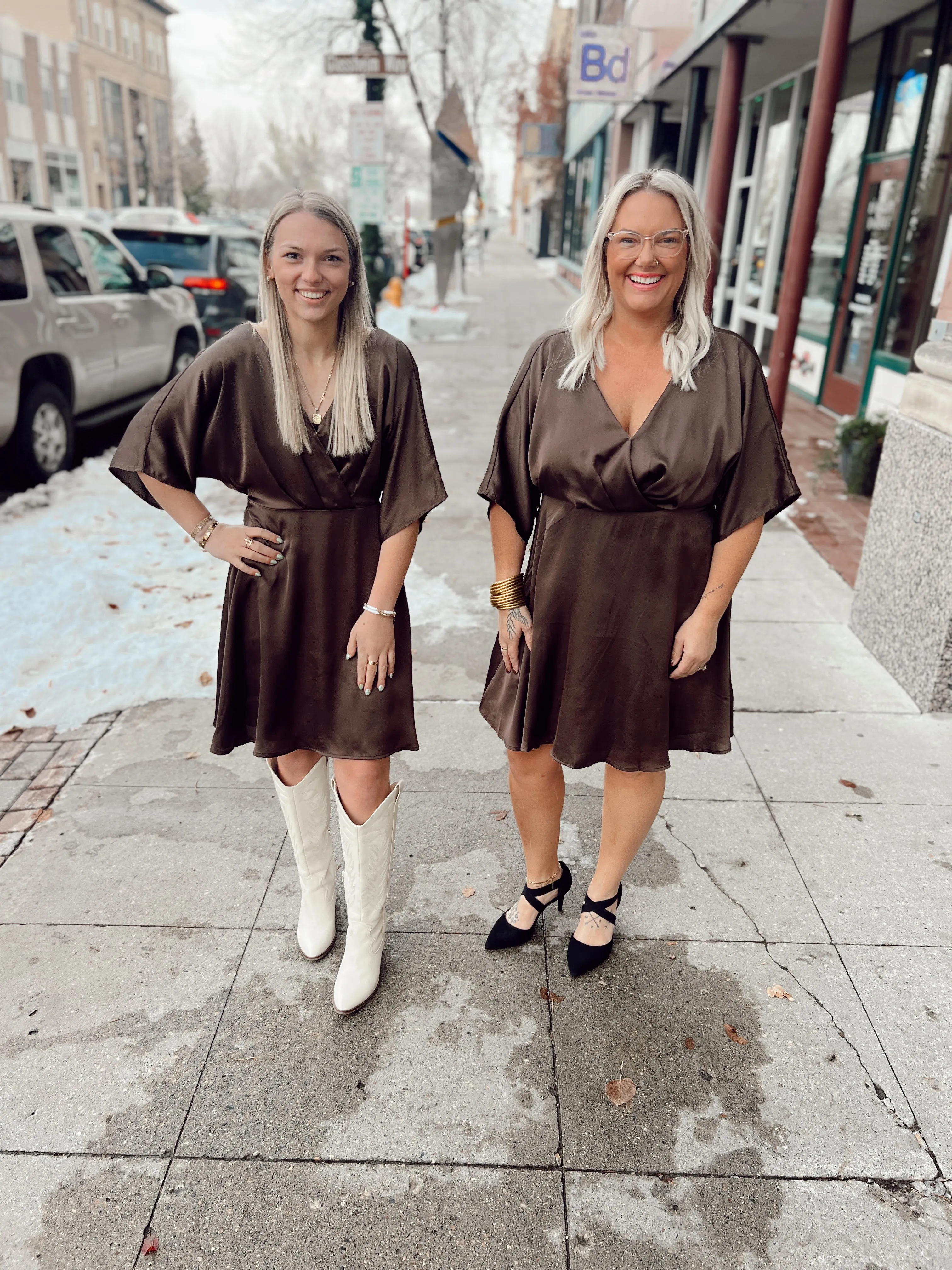 Brown Kimono Sleeve Dress