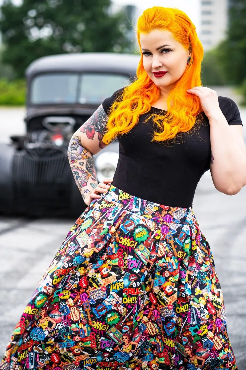 Carolyn Box Pleated Pop Art Skirt