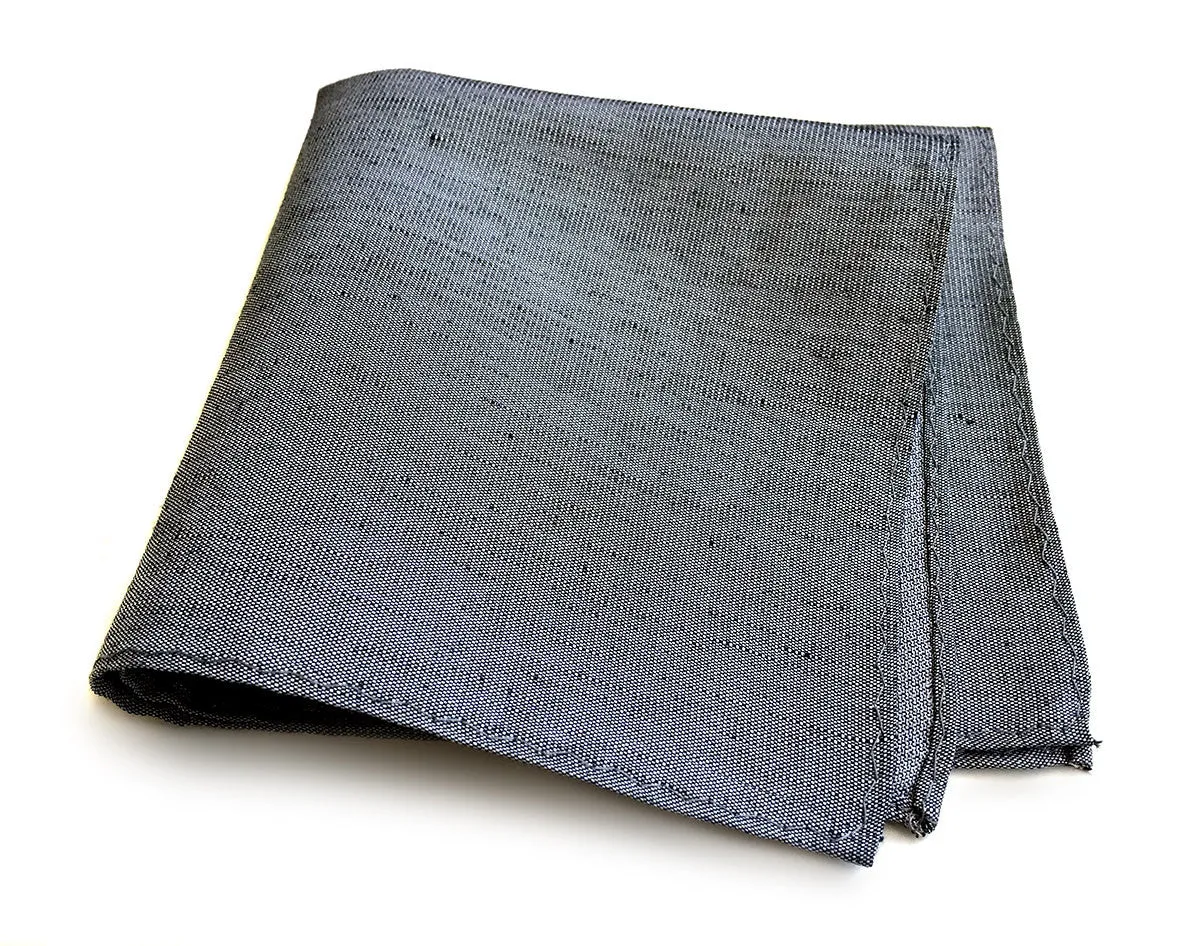 Charcoal Linen Pocket Square, Dark Grey Zug Island