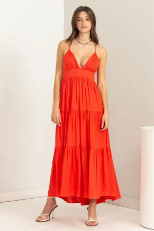 Chase Around Tie-Back Ruffle Maxi Dress