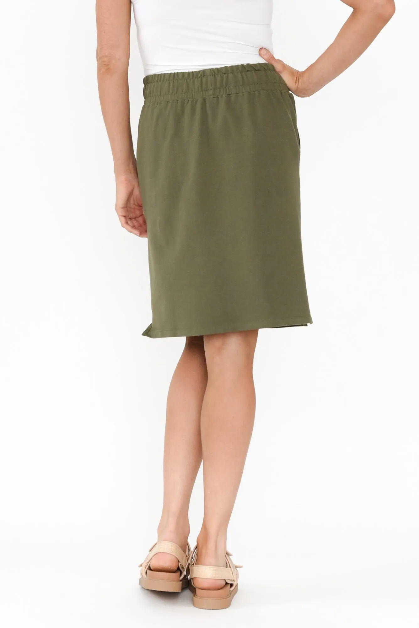 Coby Khaki Cotton Skirt