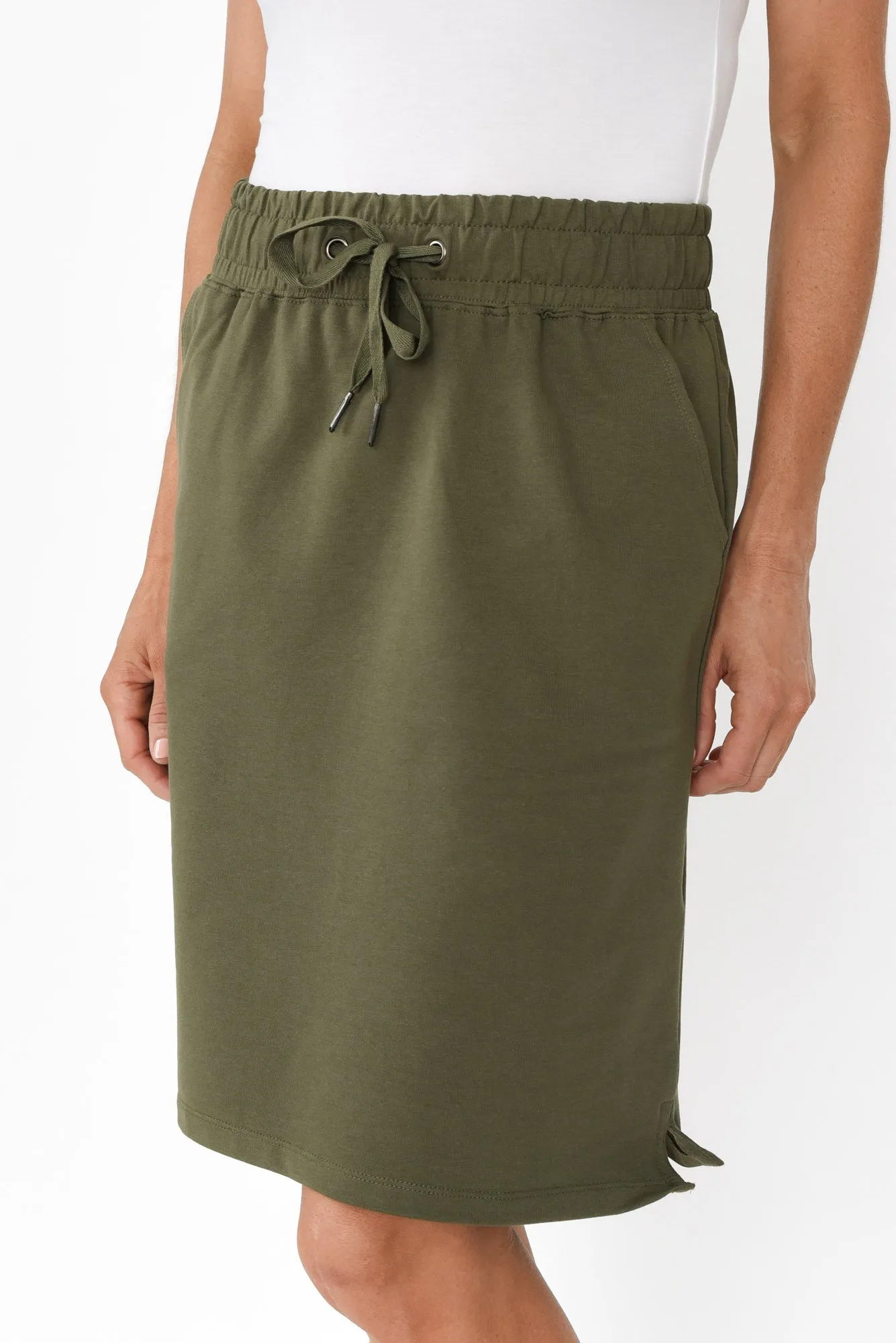 Coby Khaki Cotton Skirt