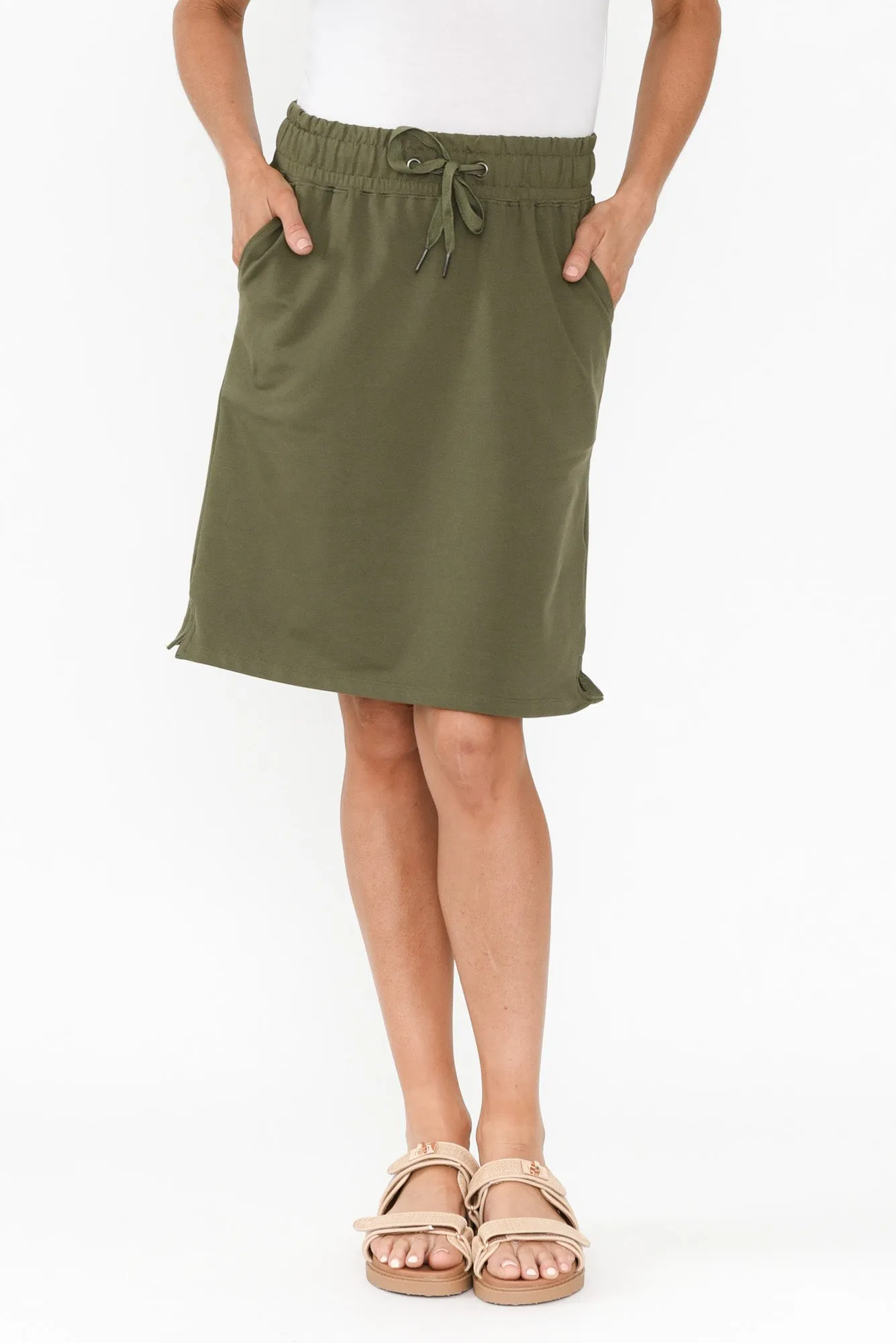 Coby Khaki Cotton Skirt