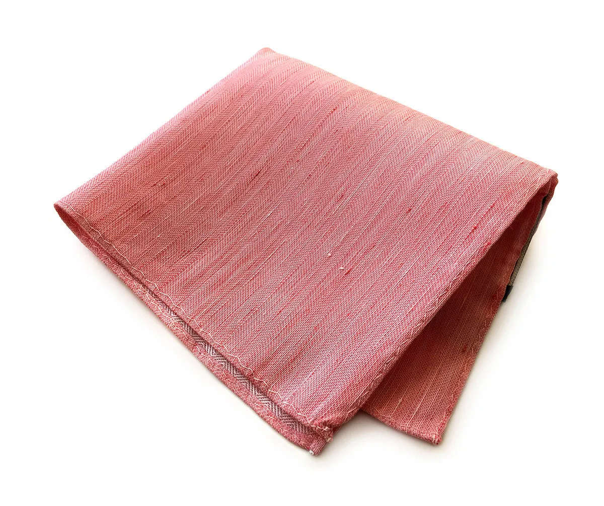 Coral Pink Linen Pocket Square. Solid Color, Brush Park