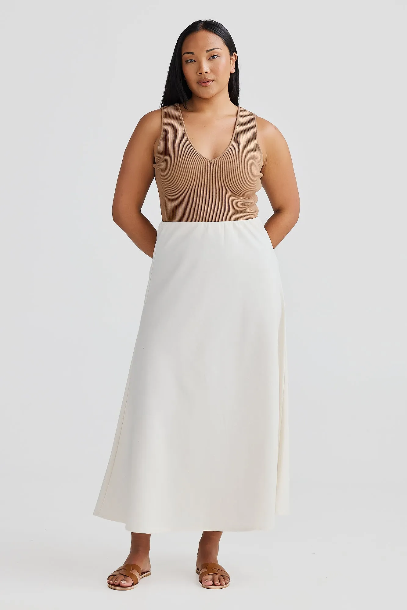 Core Linen Slip Skirt - Natural