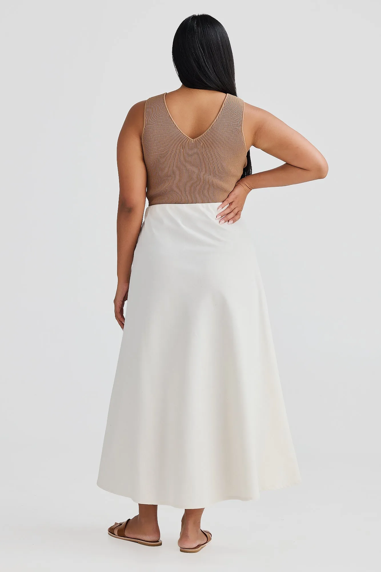 Core Linen Slip Skirt - Natural