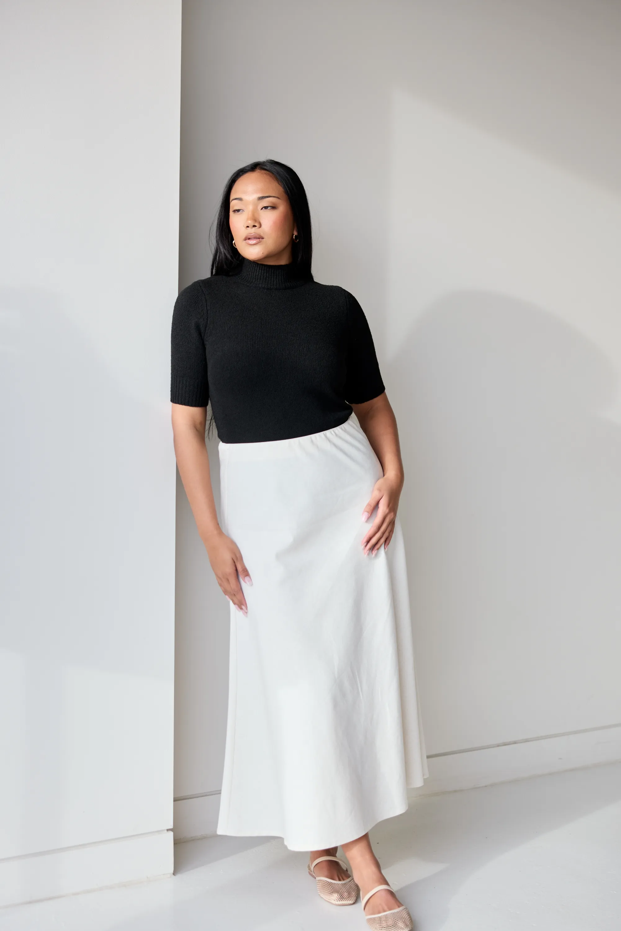 Core Linen Slip Skirt - Natural