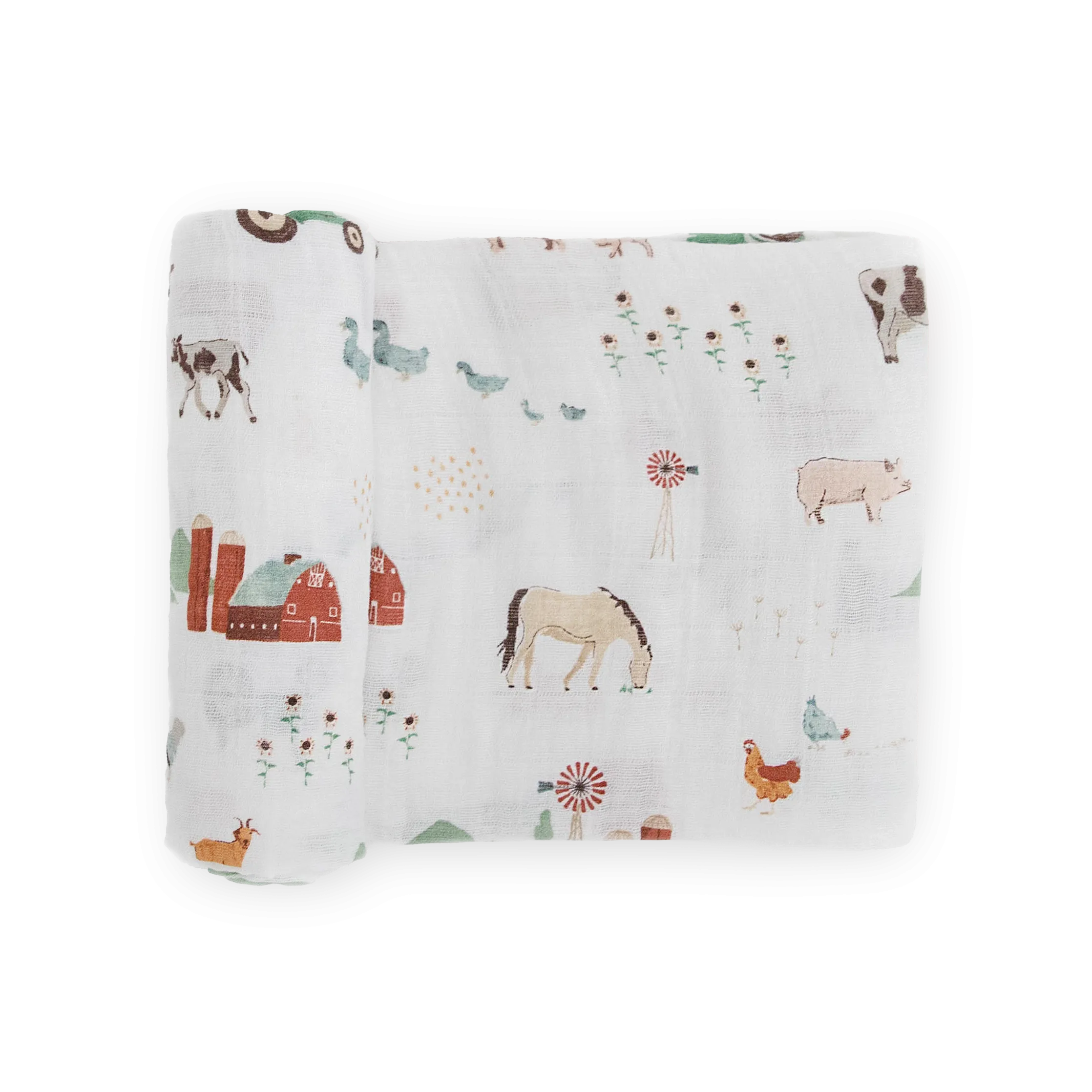 Cotton Muslin Swaddle Blanket - Farmyard