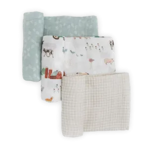 Cotton Swaddle Set, Farmyard