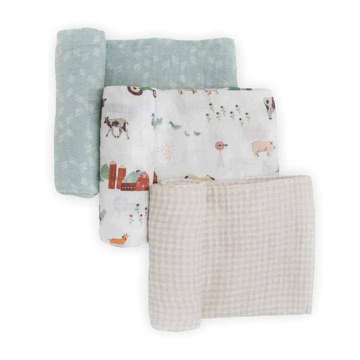 Cotton Swaddle Set, Farmyard