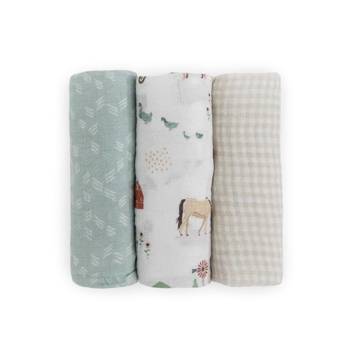 Cotton Swaddle Set, Farmyard