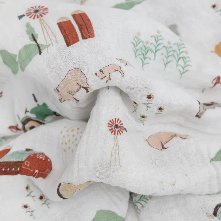 Cotton Swaddle Set, Farmyard