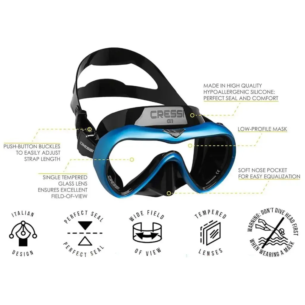 Cressi A1 Anti-Fog Dive Mask   Epsilon SPE Dry Snorkel Combo