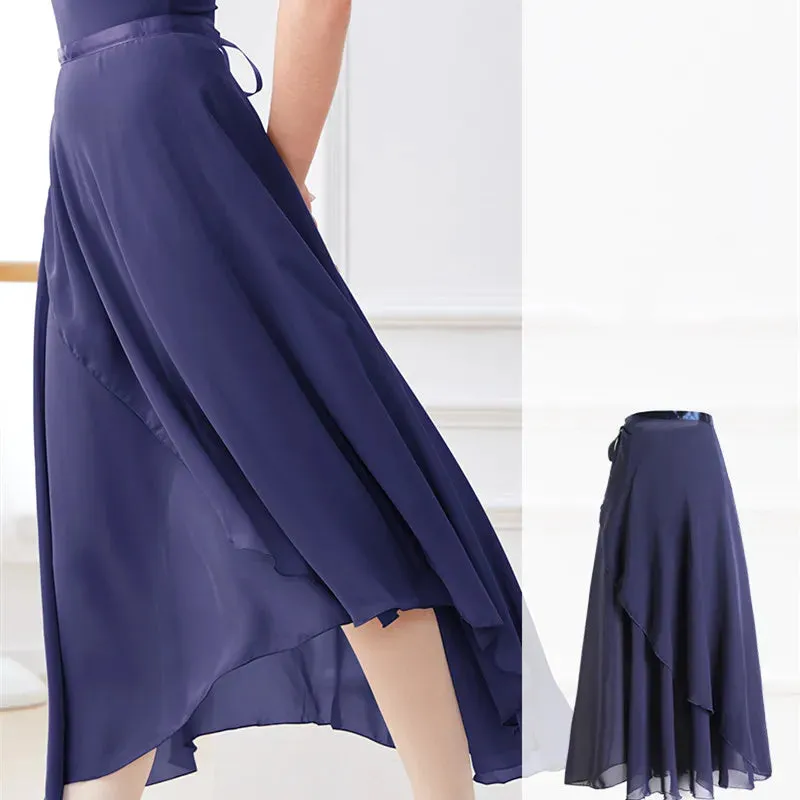 Dance Skirt Women Long Chiffon Ballet Ballroom Waist Tie Skirt