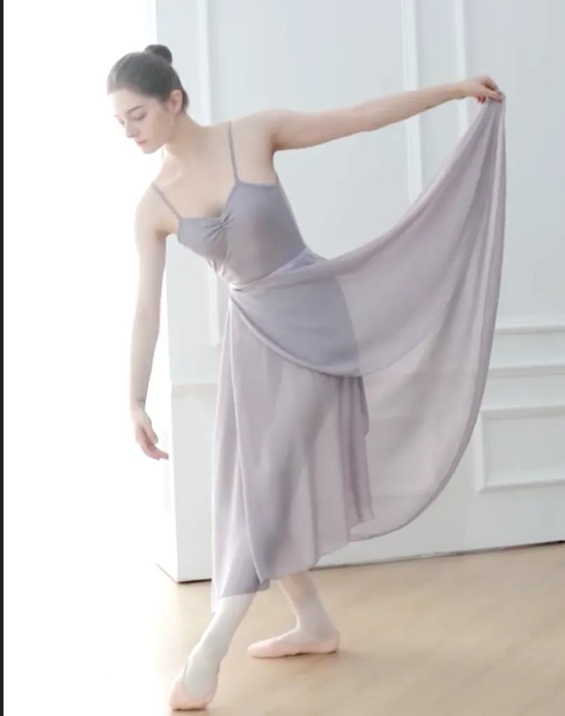 Dance Skirt Women Long Chiffon Ballet Ballroom Waist Tie Skirt