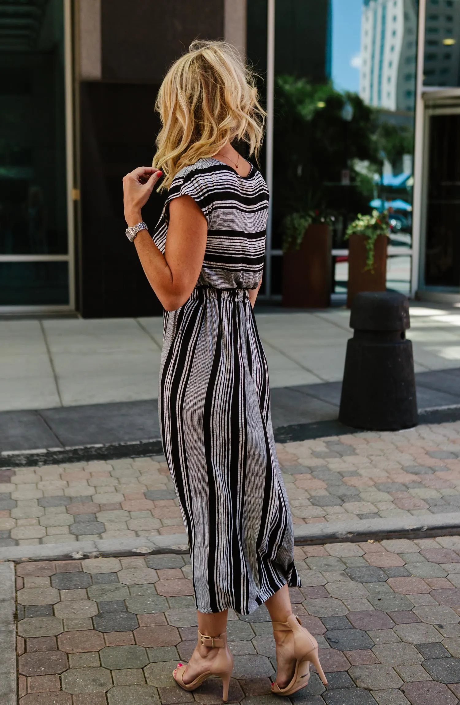 Danielle Striped V-Neck Dress FINAL SALE