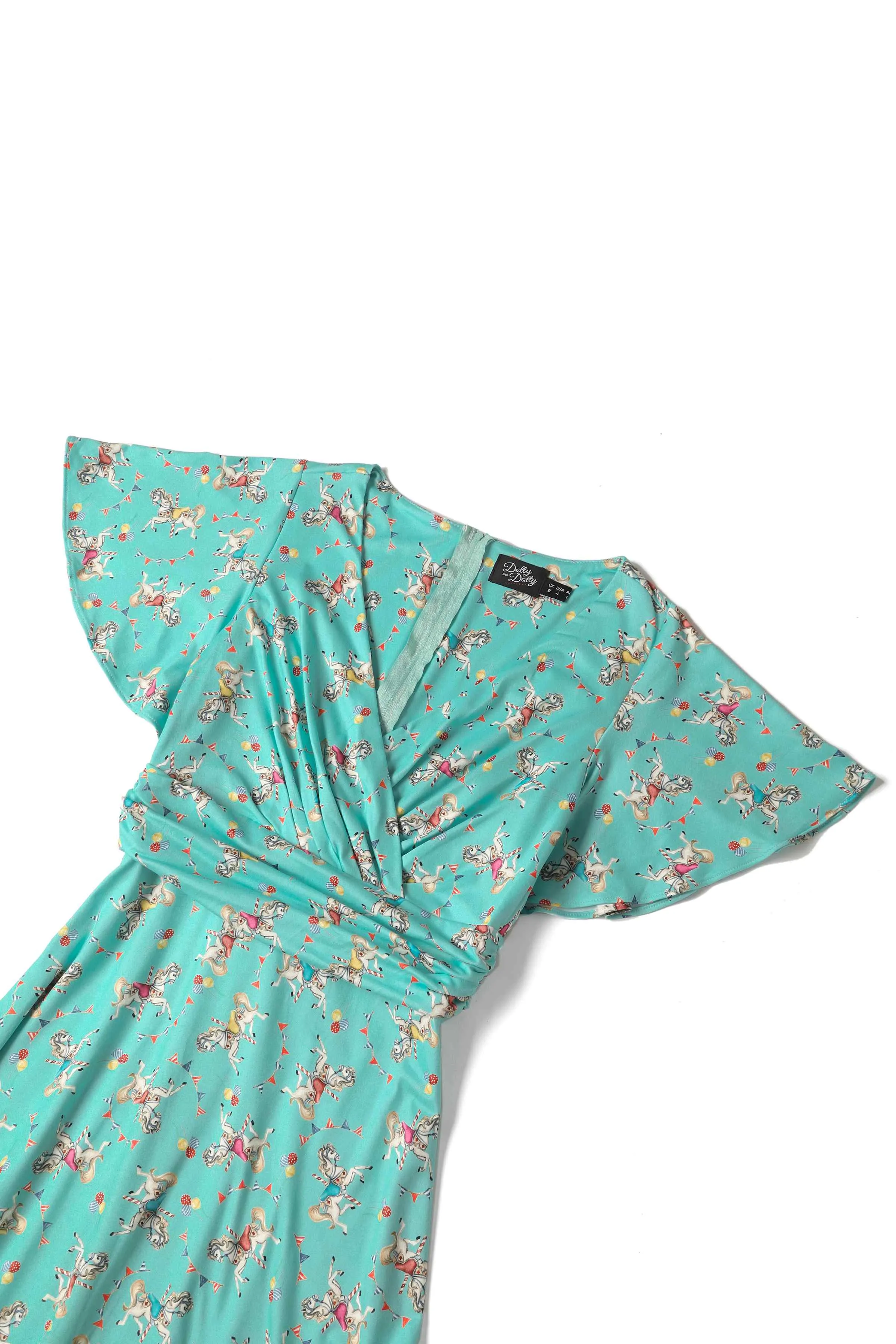 Donna Crossover Bust Turquoise Carousel Dress