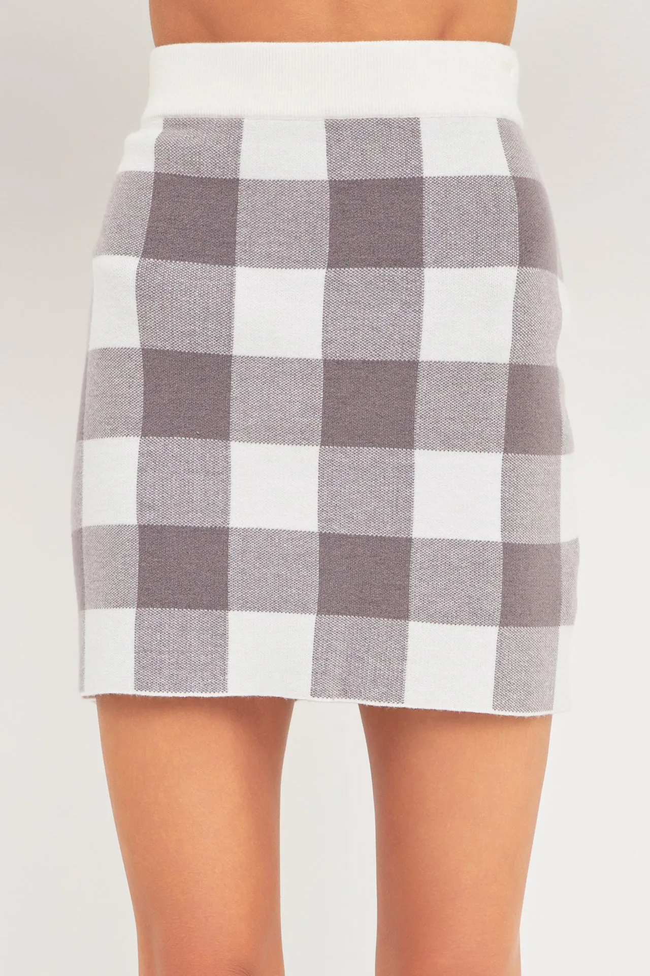 English Factory - Multi Gingham Knit Mini Skirt