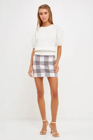 English Factory - Multi Gingham Knit Mini Skirt