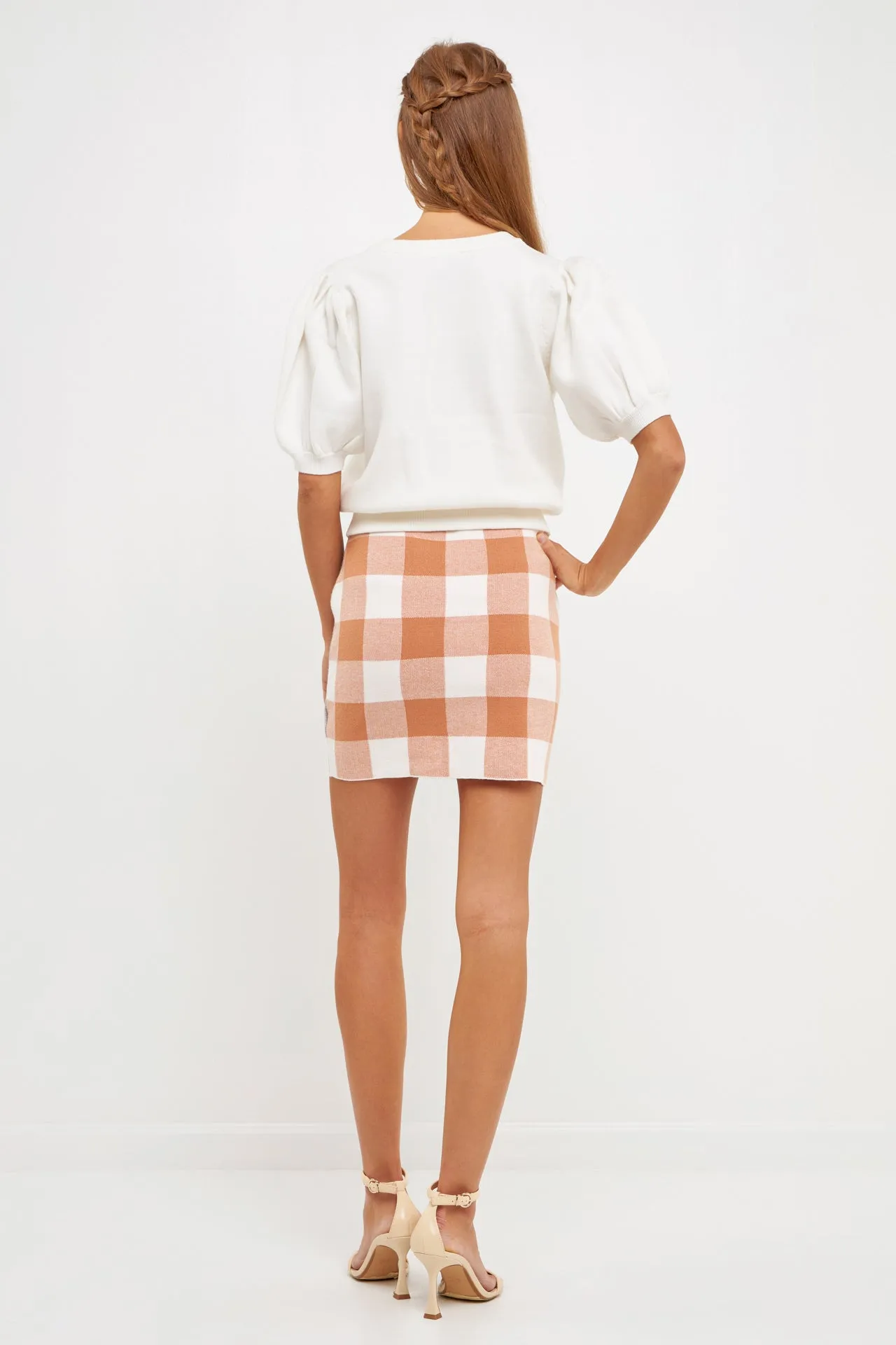 English Factory - Multi Gingham Knit Mini Skirt