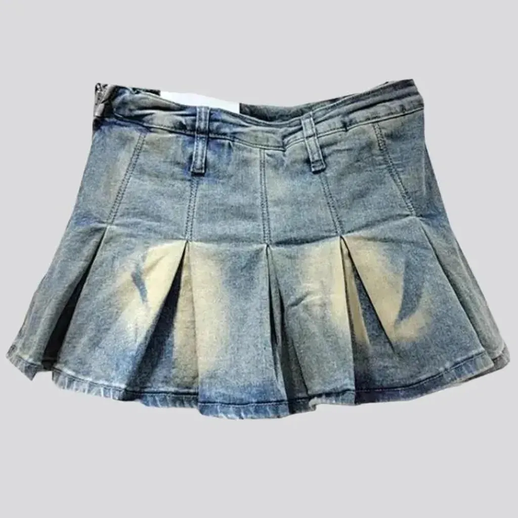 Fashion sanded jean skort
 for ladies