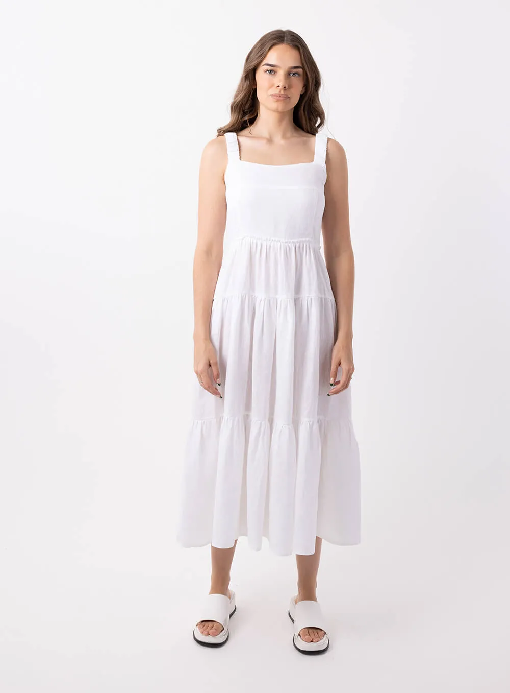 Finlay Linen Dress-White