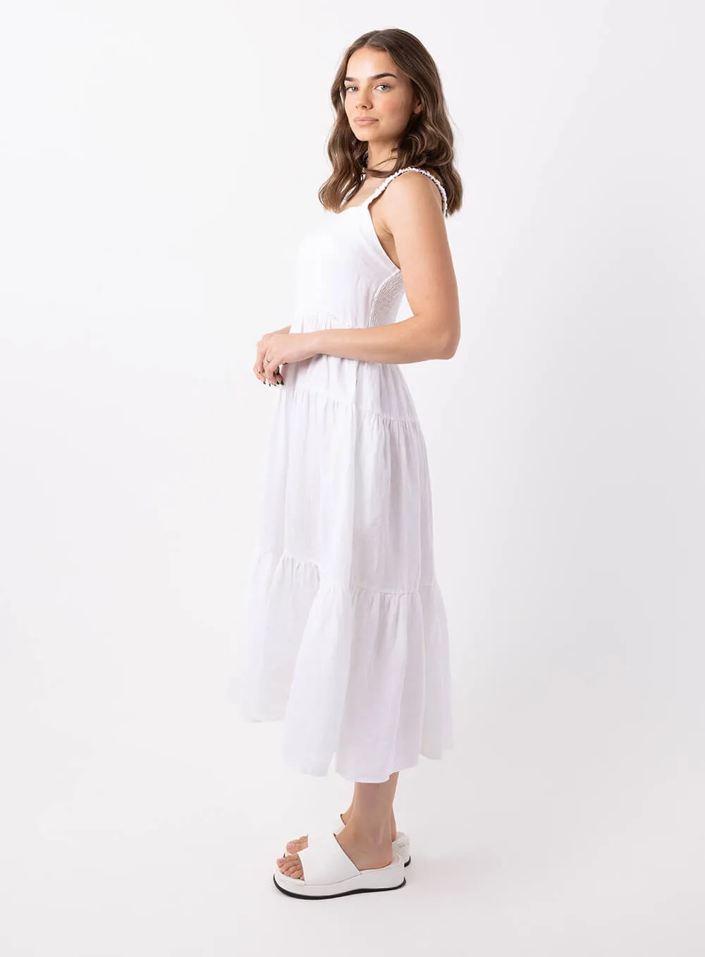 Finlay Linen Dress-White