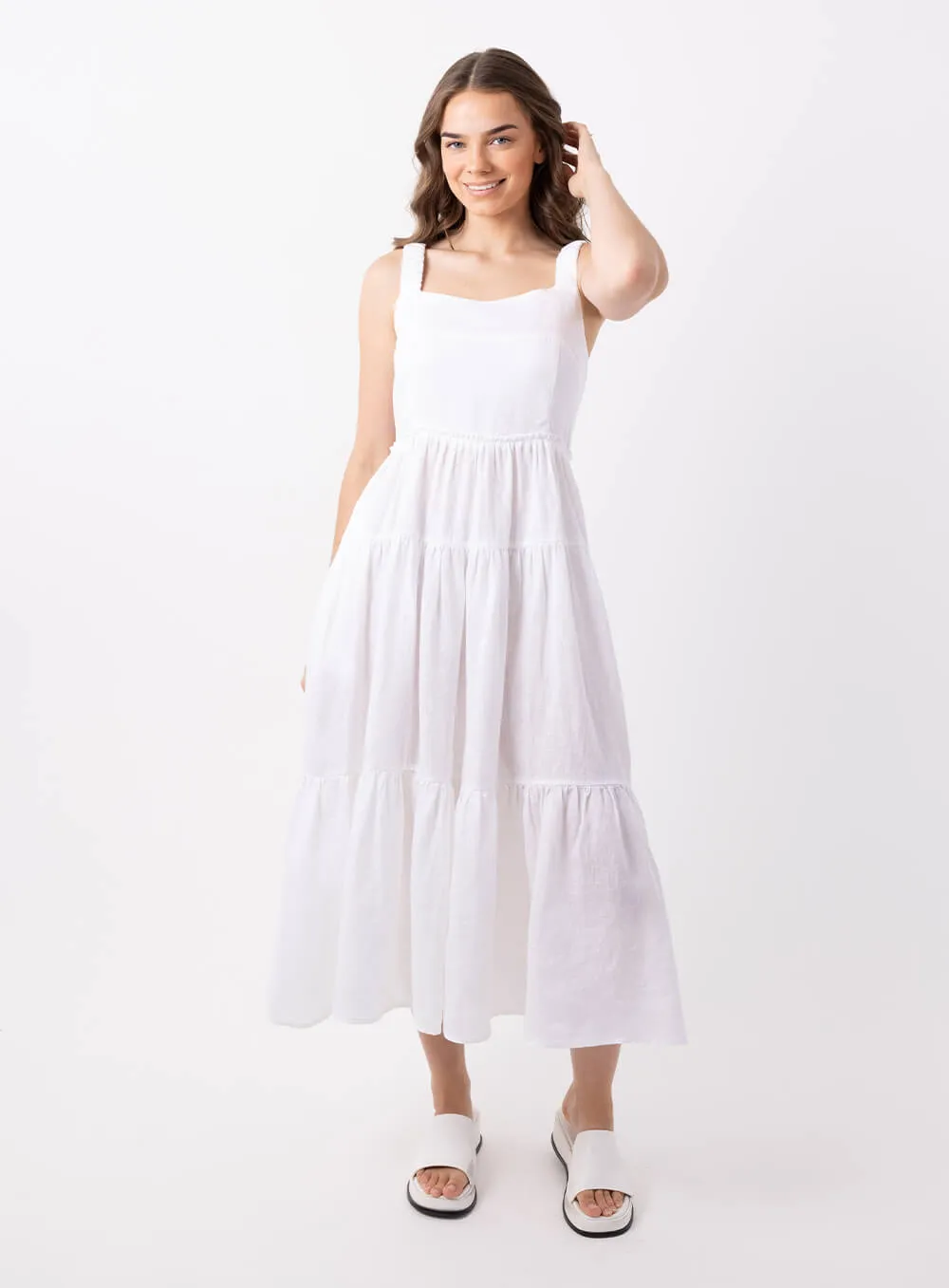 Finlay Linen Dress-White