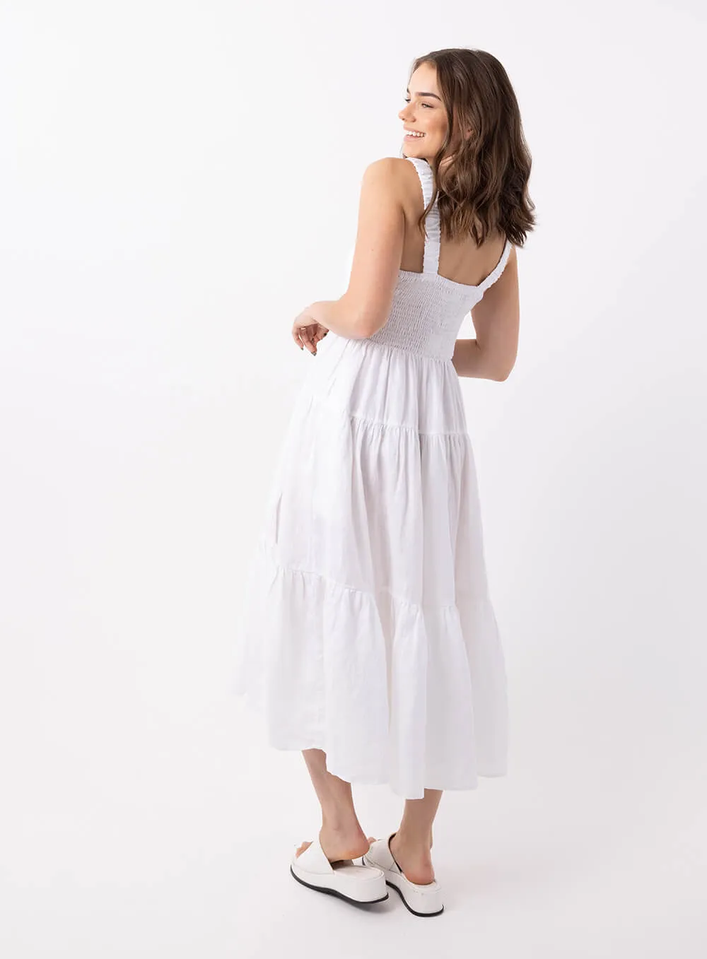 Finlay Linen Dress-White