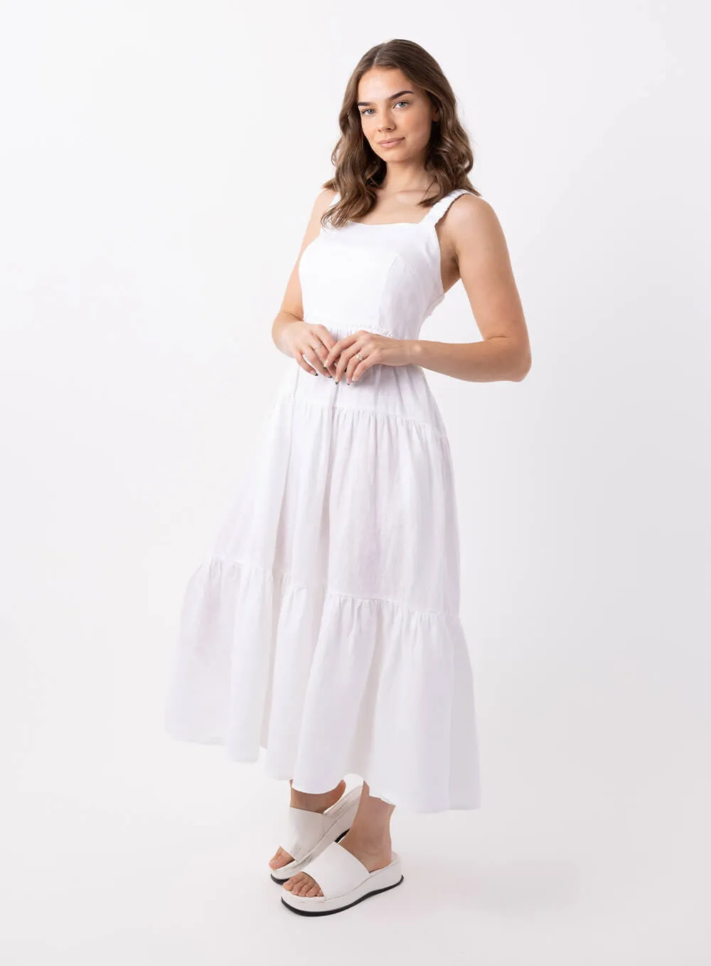 Finlay Linen Dress-White