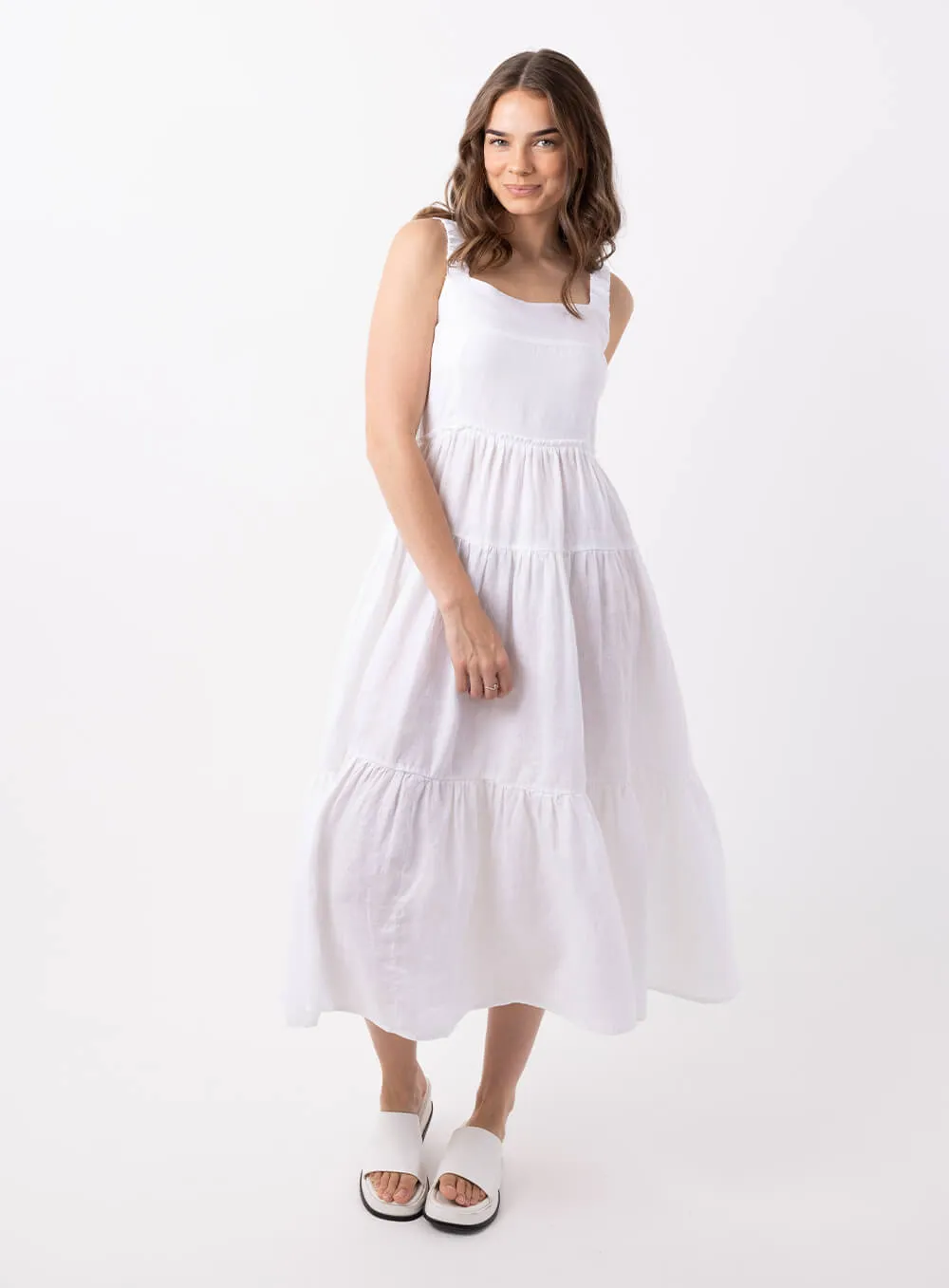 Finlay Linen Dress-White