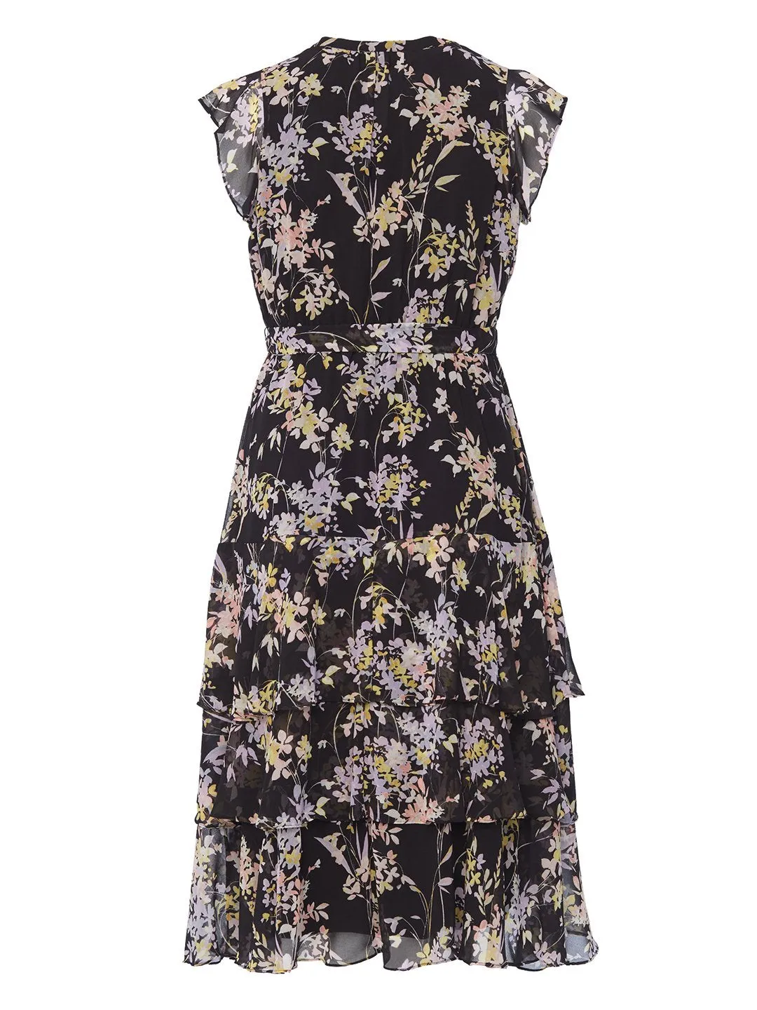 Floral Chiffon Button Front Midi Dress