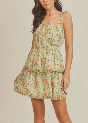 Floral Lime Mini Dress