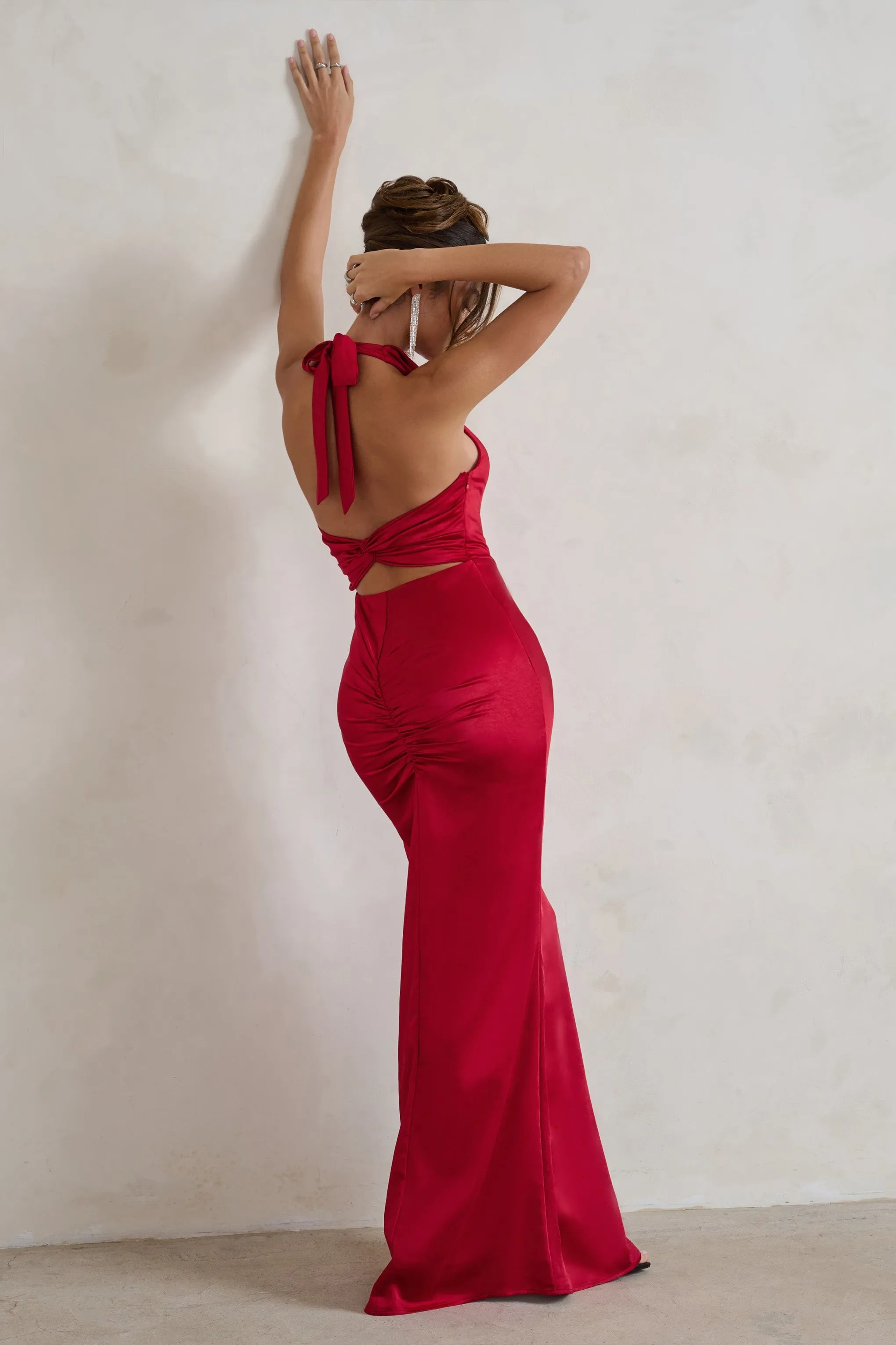 Forever Feature | Berry Red High Neck Wrap Maxi Dress